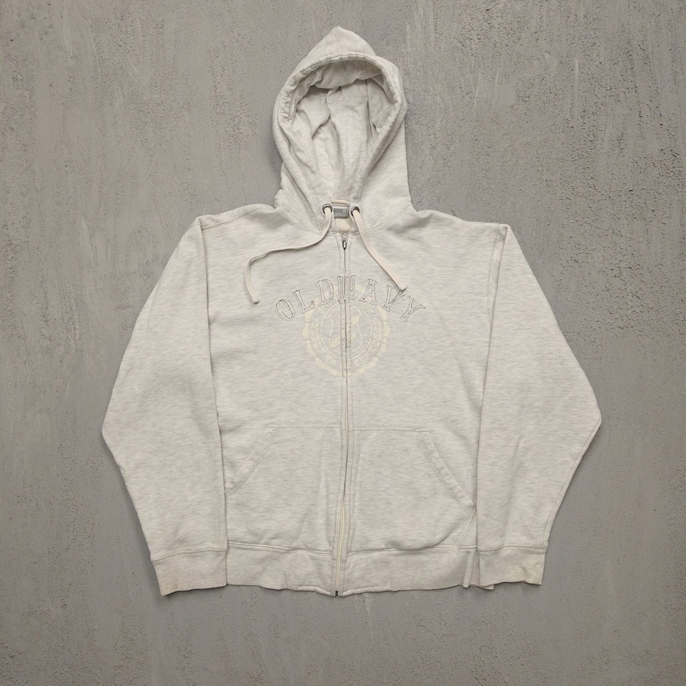 Vintage Graphic Zip Up Hoodie Mens Large Grey 2000s Old Navy